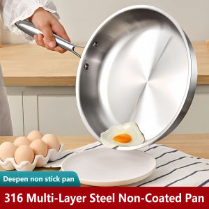 Frying Pan Uncoated Frying Pan 316 Stainless Steel Frying Pan Steak Pot Gas Stove Induction Cooker Electric Stove