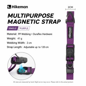 Magnetic Tie Strap Adjustable Luggage Binding Belt 120cm PP Webbing Gear Strap for Camping Travel Outdoor Hiking