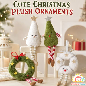 CuddleCove Cute Plush Christmas Tree Wreath Doll Hanging Ornament for Home Party Holiday Decoration