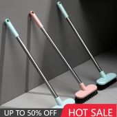 Long Handle Bathtub Clean Floor Scrub Brush Adjustable Stainless Metal Handle Scrubber with Stiff Bristles