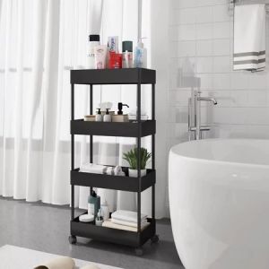 Rak Troli Susun Serbaguna Dapur Dengan Roda / Rak Troli Susun Roda Rak Pelastik Rak Troli Susun Serbaguna / Rak Troli Square Rak Toilet Rak Kamar Mandi Nara