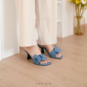 SANVIN - ALICE HEELS - Heels pita wanita  - denim heels wanita - jeans heels wanita - slip on heels wanita - heels pita cantik wanita - premium jeans heels bow