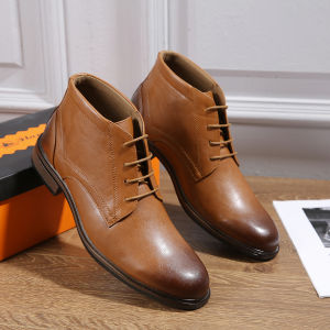 Mens high-top Martin boots leather shoes British style genuine leather versatile leather shoes