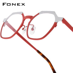 FONEX Kính Titan nguyên chất nữ mới trong thiết kế thương hiệu Retro đa giác kính tròn siêu nhẹ cổ điển Nhật bản kính mắt cho mắt 85849