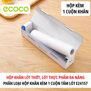 Hộp khăn giấy lót thực phẩm ECOCO kháng khuẩn dùng 1 lần kèm dao cắt 2 chiều thế hệ mớikhông chứa BPA bảo quản thức ăn