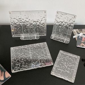 GOUPO Từ tính Khung ảnh Bộ lưu trữ thẻ 3 inch Sóng nước Giá đỡ thẻ ảnh Tối giản Acrylic trong suốt Giá đỡ trưng bày ảnh Màn hình máy tính để bàn