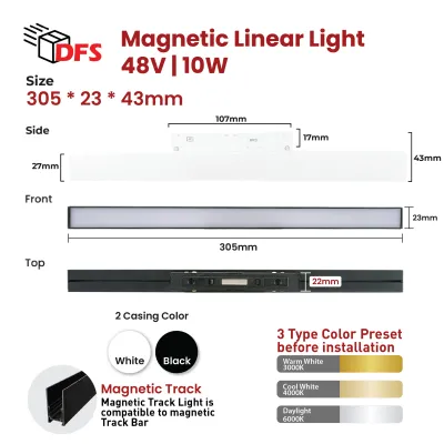 DFS Magnetic Track Light Pre-Set CCT Linear Light/Grille Light/Track Light wz OSRAM Led Chip D48V