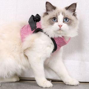 SG Cat Harness with Leash Cushioned Soft Comfort Chest Adjustable Escape Proof for Walking Outdoor Jacket Soft for Small Cat Dog Kitten Rabbit