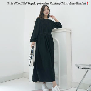 RED Dress Ella Korean Look 832220/Dress Wanita kekinian/Maxi Dress Vintage/Terusan Long Sleeve Wanita/Dress Wanita Polos/Maxi Dress Tali/Pakaian wanita Lengan Panjang
