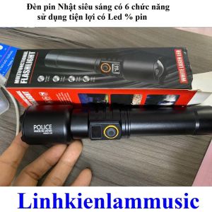 Đèn Pin Nhật Siêu Sáng Có 6 Chức Năng Sử Dụng Tiện Lợi Có LEd % Pin và Đèn Pin Cầm Tay Vỏ Trong 8 Chế độ Pin Sạc 18650