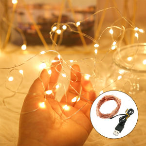[Clearance Sale]1/2/3m USB LED String Lights Copper Silver Wire Garland Light Waterproof Fairy Lights For Christmas Wedding Party Decoration