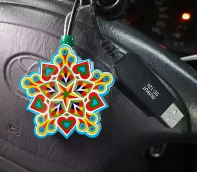 STAR Mini Car Lantern 12V Plastic Parol Star Christmas Decor for Car Interior 16 LED Bulbs Blinking Lights Pampanga Style