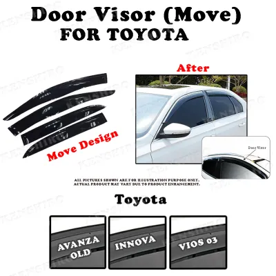 4PCS/Set Air Press Window Door Visor Wind Deflector For Toyota Vios/Wish/Avanza/Innova Design Mugen ( 9 cm ) / Move ( 10 cm ) 车窗遮阳挡