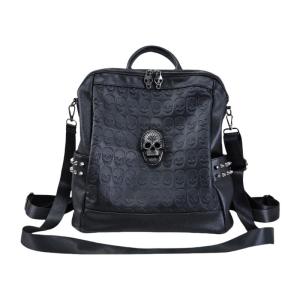 Skull Backpack for Men and WomenFashionable PU Leather Shoulder Bag with Adjustable Strap for Daily Commute and Travel