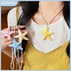 【SHANGZE4】 Fashion Summer String Haihai Star Pendant Necklace For Women Girls Seaside Vacation Jewelry Accessories Birthday Gifts