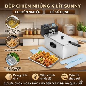 Bếp Chiên Nhúng 4 Lít Hiệu Sunny SN04 Bếp Chiên 220V_2000W Chiên Gà Rán Khoai Tây... PVN9677