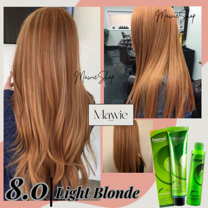 Bremod 8.0 Light Blonde Hair Color set with oxidizer (6%, 9%, or