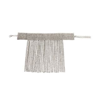 YESMILE 1 Pc Adjustable Length Rhinestone Anklet Silver/Gold Shiny Rhinestone Diamond Anklet Full Diamond Tassel Foot Chain Women Leg Jewelry Accessory