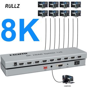 8K 60Hz HDMI Splitter 1 in 8 Out 1x8 HDMI Splitter 1x10 Video Distributor Converter EDID 3D Display