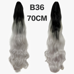 70CM Black Silver Gradient Wig With Trendy Wavy Curls Heat-Resistant Synthetic Fiber Hair Smooth and Shiny Fashion Personality Simple and Easy to Wear The Grip is Firm and Not Easy to Fall off