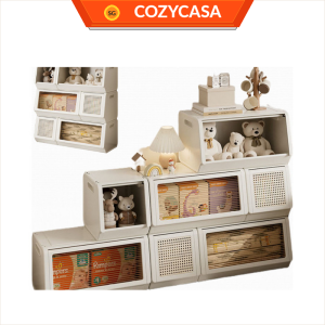 【COZYCASA】Stackable Rattan Lid Storage Cabinet / Home Organizer Box