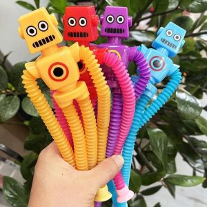 Telescopic Tube Suction Cup Robot Giraffe Toy Pop It Tubes Toys Cute Children Gifts Stretching Tube Robot Pressure Reducing Toy