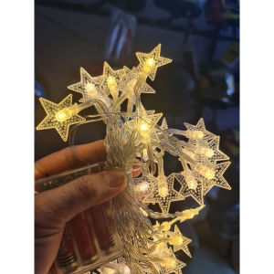 Dây bóng đèn led hình ngôi sao dài 6m x 40 bóng trang trí phòng ngủrèm cửalều trại siêu đẹp sử dụng pin AAA