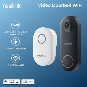 Reolink Doorbell WiFi IP Door Security Camera Outdoor with Chime 5MP 180° Diagonal Two-Way Talk Humanoid Detection