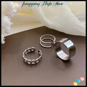 【Jumpping】 ชุดแหวนเปิดสไตล์ฮิปฮอปพังค์3ชิ้น 4ชิ้นแหวนสตรีแหวนโลหะผีเสื้อ