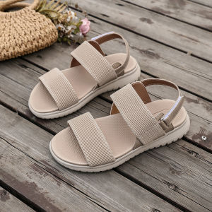 [Free Shipping] 2026 Summer New Womens Flat Sandals Large Size Elastic Strap Casual Beach Shoes Comfortable Large Size Womens Shoes
