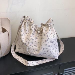 HESONG การพิมพ์ดอกไม้ดอกไม้ กระเป๋าผ้าใบแคนวาส ใช้งานได้หลากหลาย ใช้ซ้ำได้ กระเป๋าโท้ท สร้างสรรค์และสร้างสรรค์ จุได้มาก ถุงใส่ของชำร่วย