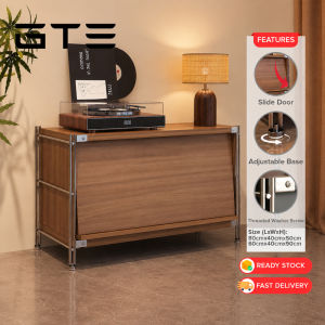 GTE Modern Minimalist Flip Door Storage Cabinet with Open Shelves & Metal Frame Kabinet Simpanan - Fulfilled by GTE SHOP
