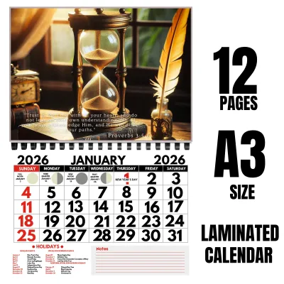 New 2026 Year of the Horse 12 pages Laminated Personalized and customized Calendar Front High Quality and Detailed Prints A3 SIZE Murang Kalendaryo .Lowest Price