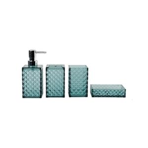 Set of 4 Modern Bathroom Storage Transparent Diamonds Grids Containers Space Saving Organizers for Shower Sink Essential
