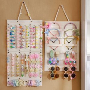 Hanging Storage Organizer For Hair Bow Clip Headband Ponytail Accessories Wall Display Holder