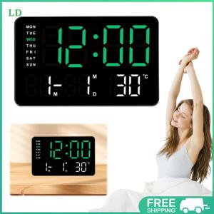 COD [Free Shipping] LED Digital Alarm Clock Electronic Wall Clock Large Number Display Desk Alarm Clock Temperature/Date Display for Bedroom