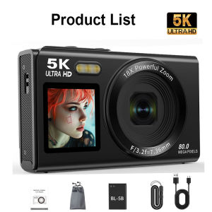 5K 80MP Selfie Camera Dual Screen Digital Camera for Photography And Video 18X Auto Focus Vlogging Camera