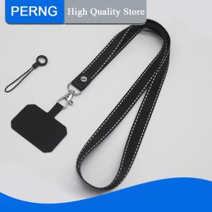 [PERNG] Tehe Crossbody Cell Phone Hanging Lanyard Adjustable Neck Strap With Universal Clip Gasket Anti-lost Mobile Phone Lanyards