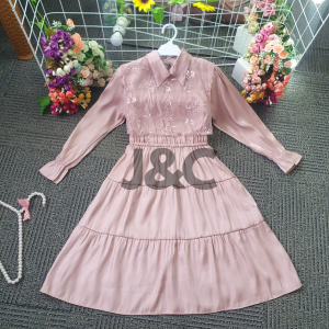 Couple Dress Mom & Kid Gamis Midi Jasmine Anak Perempuan usia 2-9 tahun Bahan shimer silk kombi tile gliter mewah elegant