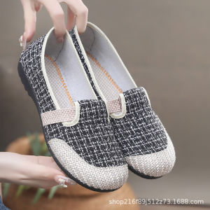 Free Shipping Beijing-Style Cloth Shoes Retro Chinese Design Slip-On WomenS Shoes Suitable For Spring And Autumn Ethnic-Inspired Breathable Flat-Soled And Ideal For Mothers To Wear To Work