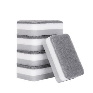 10PC/Set Double-Sided Sponge Scrub Pot To Wash Dishes Magic Wipe Kitchen Housework Cleaning Three-Layer Sponge Scouring Pad