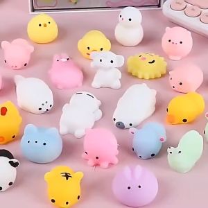 Kawaii Animal Mochi Squishies 30/50/100PCS Stress Relief Soft Squeeze Toys Kids Party Favors