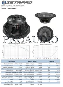 SPEAKER ZETAPRO 185 CARBON 185CARBON 18 INCH SPEAKER KOMPONEN 2000 W