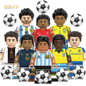 New Worl- Cups Famous Football Soccer Player Messi Mbappe Ronaldo Maradona Character Mini Building Blocks Kids Figure Toys