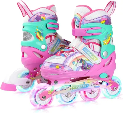 Unicorn and mermaid inline skates roller skates for boys and girls adjustable size 30-41 shiny roller shoes suitable for children beginner 3-12th birthday gift