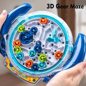 MKEB MALL Transparent Design Maze Board 3D Puzzle Rolling Ball Gear Track Ball Intelligence Escape Challenge Gear Balance Educational Toy Childrens Game