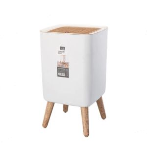 10L Trash can With Cover Wooden Trash Bin Trash Bin living room bedroom High garbage bin
