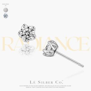 Le Silber Co. S925 Sterling Silver - Radiance Solitaire Moissanite Stud Earrings (0.5ct)