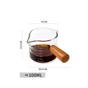 Cốc thủy tinh chia vạch có quai ca thủy tinh chia dung tích có nắp gỗ đậy chịu nhiệt 350-500-1000ml -HAUSE