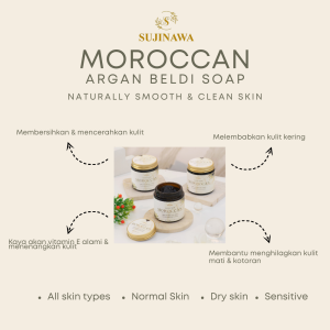 BUNDLING 2 Jar Sujinawa Moroccan Argan Beldi Soap Free Kessa Glove - Exfoliating and Glow skin - Sabun untuk Kulit Kering dan Sensitif - Mengangkat Sel Kulit Mati